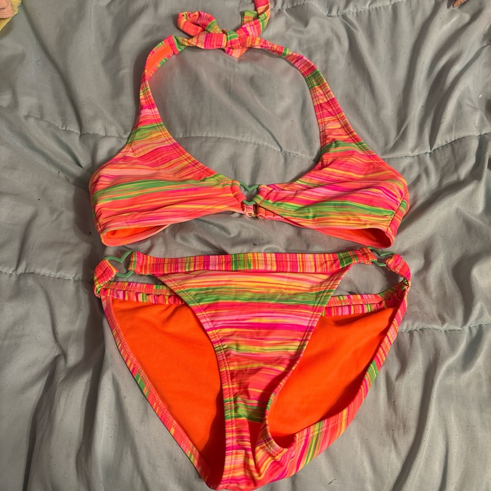 Orange Striped Swim Set